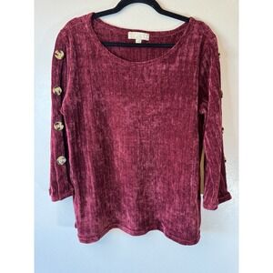 Vintage‎ Carolyn Taylor Womens Cardigan Sweater Large Maroon Chenille Soft Cozy